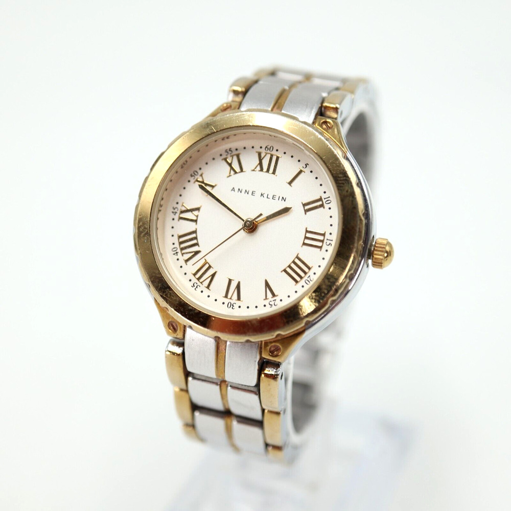 Anne Klein Womens Watch 32mm Round Dial Two Tone Bracelet AK/1303 w New Battery